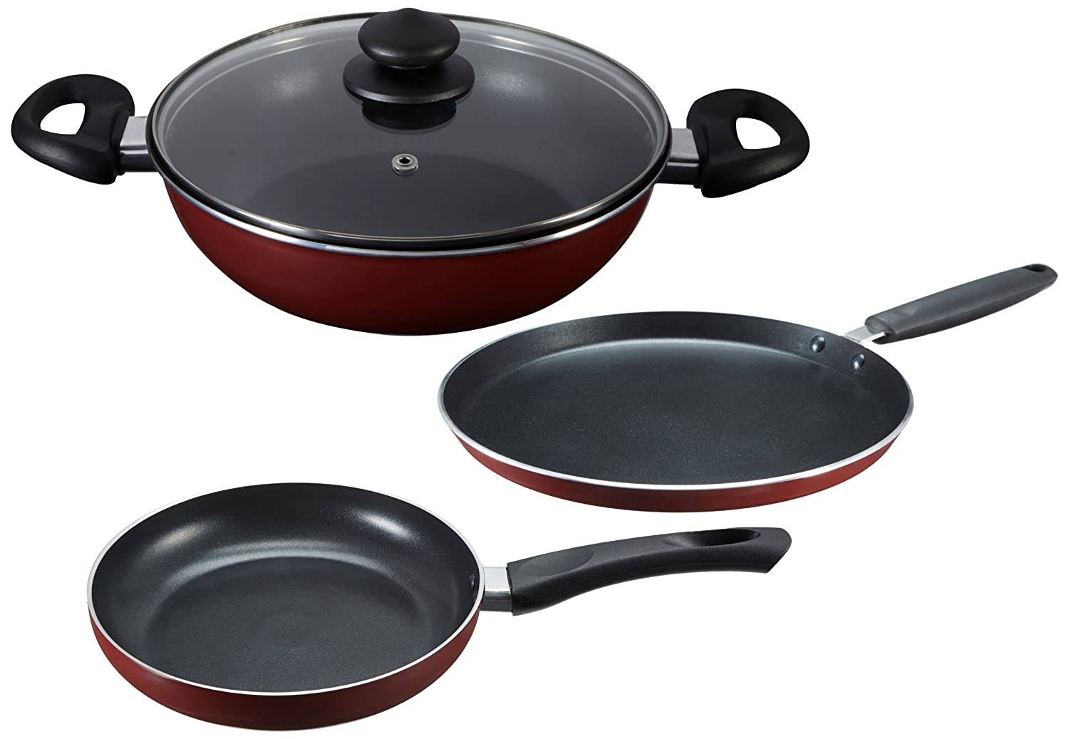 Prestige Omega Deluxe Induction Base Non-Stick Kitchen Set, 3-Pieces - KITCHEN MART