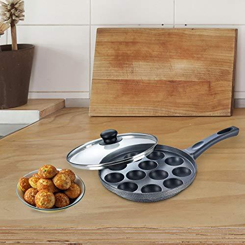 Prestige Omega Select Plus Non-Stick Paniyarakkal with Lid (240 mm, Black)- Gas Top Compatible only - KITCHEN MART