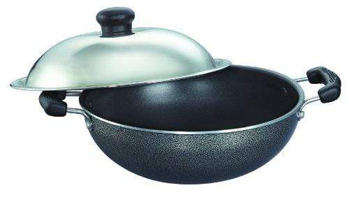 Prestige Omega Select Plus Non-Stick Round Base Kadai with Lid(Grey) - KITCHEN MART