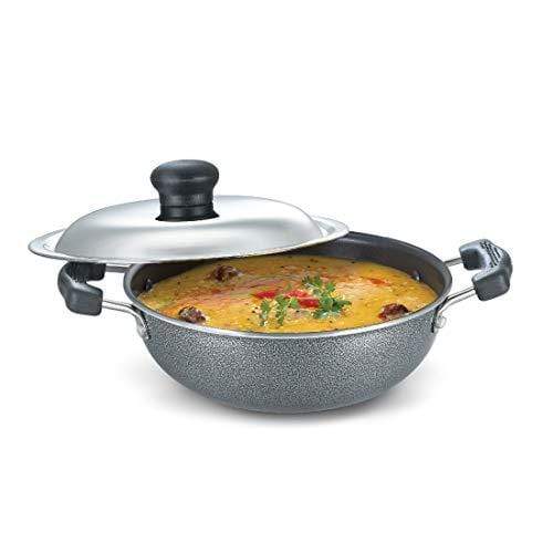 Prestige Omega Select Plus Non-Stick Round Base Kadai with Lid(Grey) - KITCHEN MART