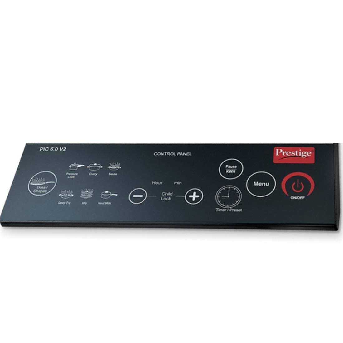 Prestige PIC 6.1 V3 2000-Watt Induction Cooktop with Touch Panel, Black - KITCHEN MART
