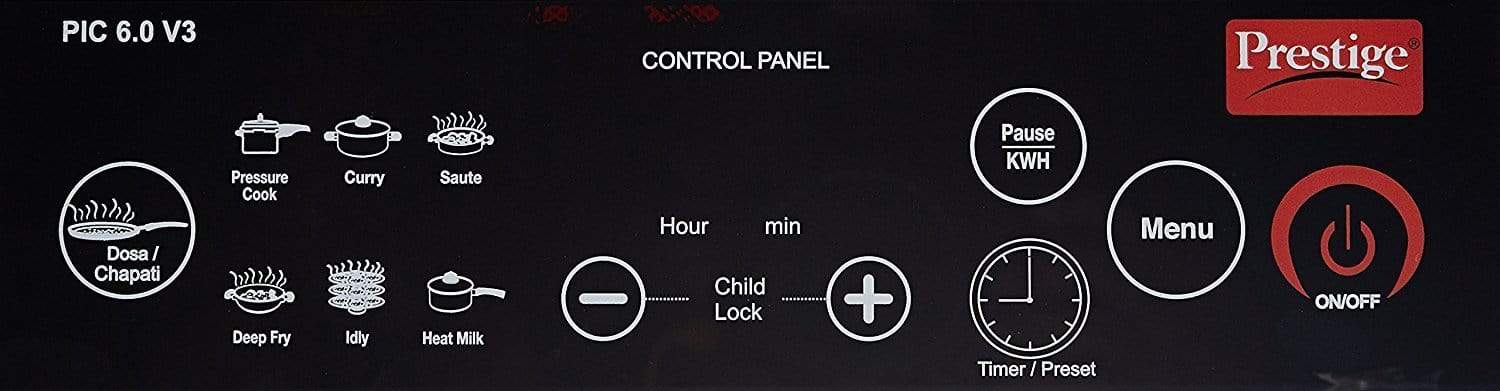 Prestige PIC 6.1 V3 2000-Watt Induction Cooktop with Touch Panel, Black - KITCHEN MART