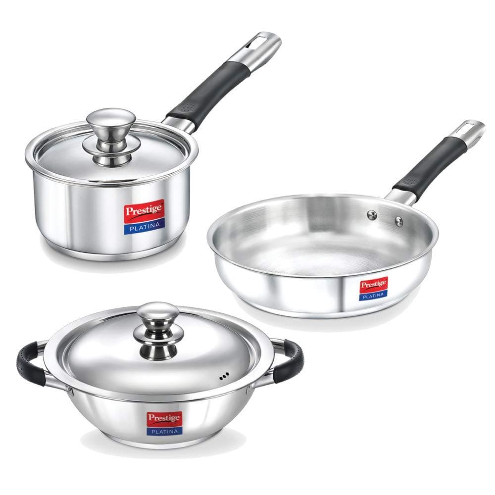 Prestige Platina Stainless Steel Casserole With Lid - KITCHEN MART