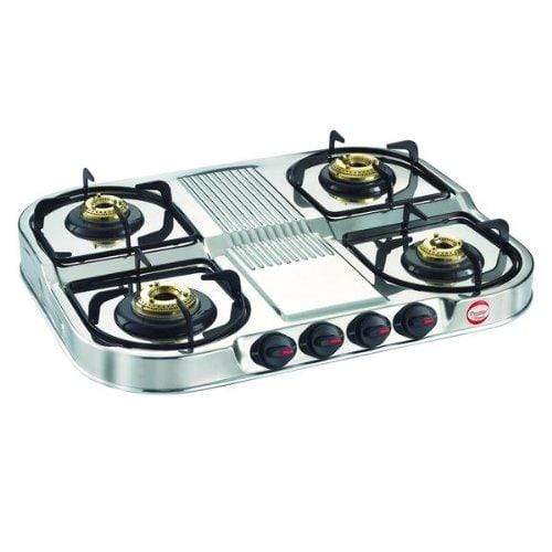 Prestige Stainless Steel 4 Burner Gas Stove - KITCHEN MART