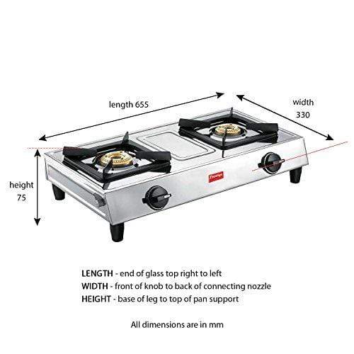 Prestige Stainless Steel Eco Gas Stove, 2 Burners - KITCHEN MART