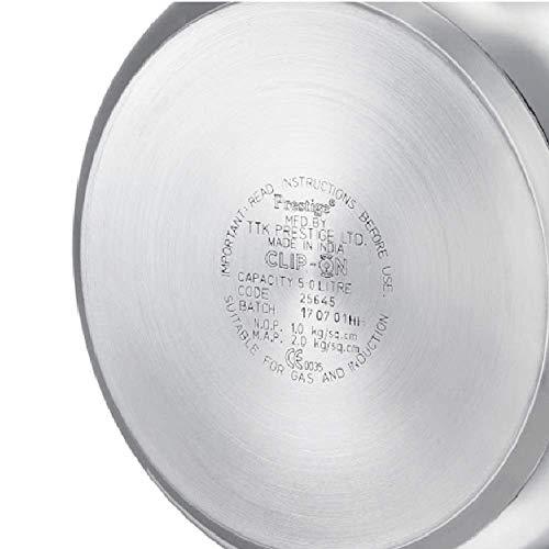 Prestige Svachh Clip-on 5 Litre Stainless Steel Pressure cooker - KITCHEN MART