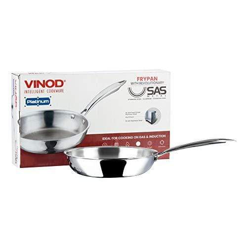 Vinod Platinum Triply Stainless Steel Fry Pan - 20 cm (Induction Friendly) - KITCHEN MART