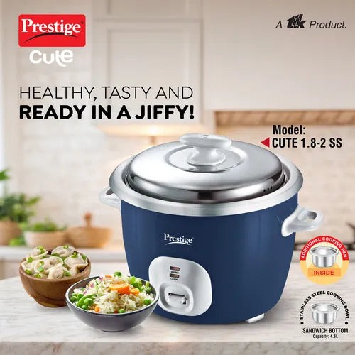 Prestige Cute 1.8-2 SS 1.8 litre rice cooker with stainless steel lid ...