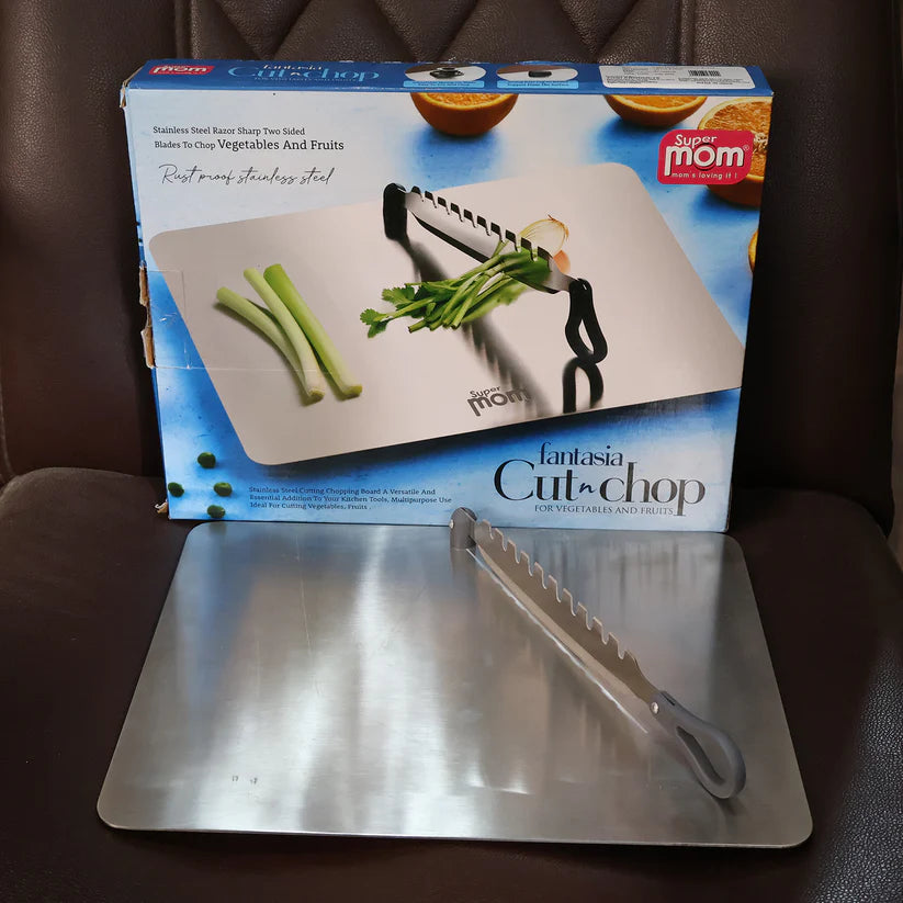 Supermom Stainless Steel cutting board | Vegetable Slicer cut n chop fantasia, 31x24cms