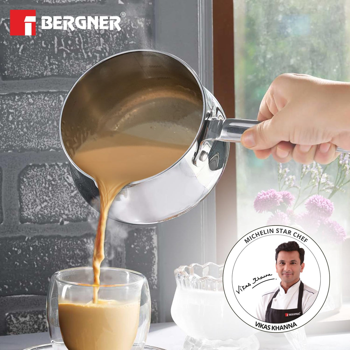 Bergner Essentials Balaji Tri-Ply Stainless Steel Coffee/Milk Warmer Pot, Induction Friendly, 5-Year Warranty