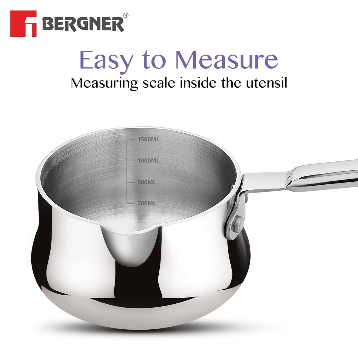 Bergner Essentials Balaji Tri-Ply Stainless Steel Coffee/Milk Warmer Pot 1500ml