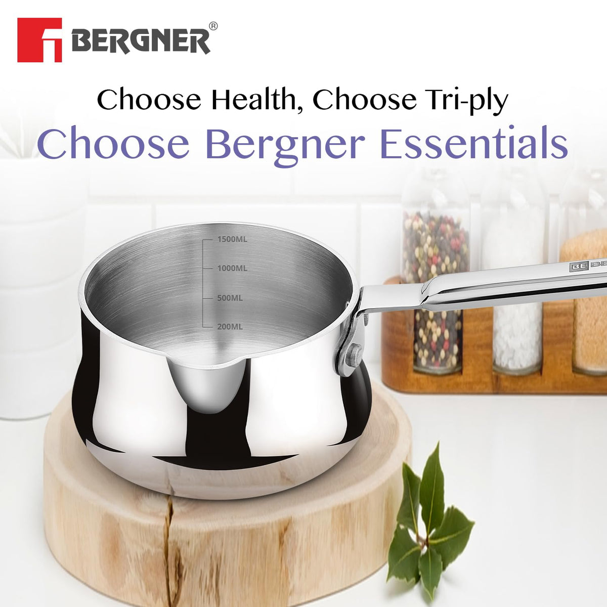 Bergner Essentials Balaji Tri-Ply Stainless Steel Coffee/Milk Warmer Pot