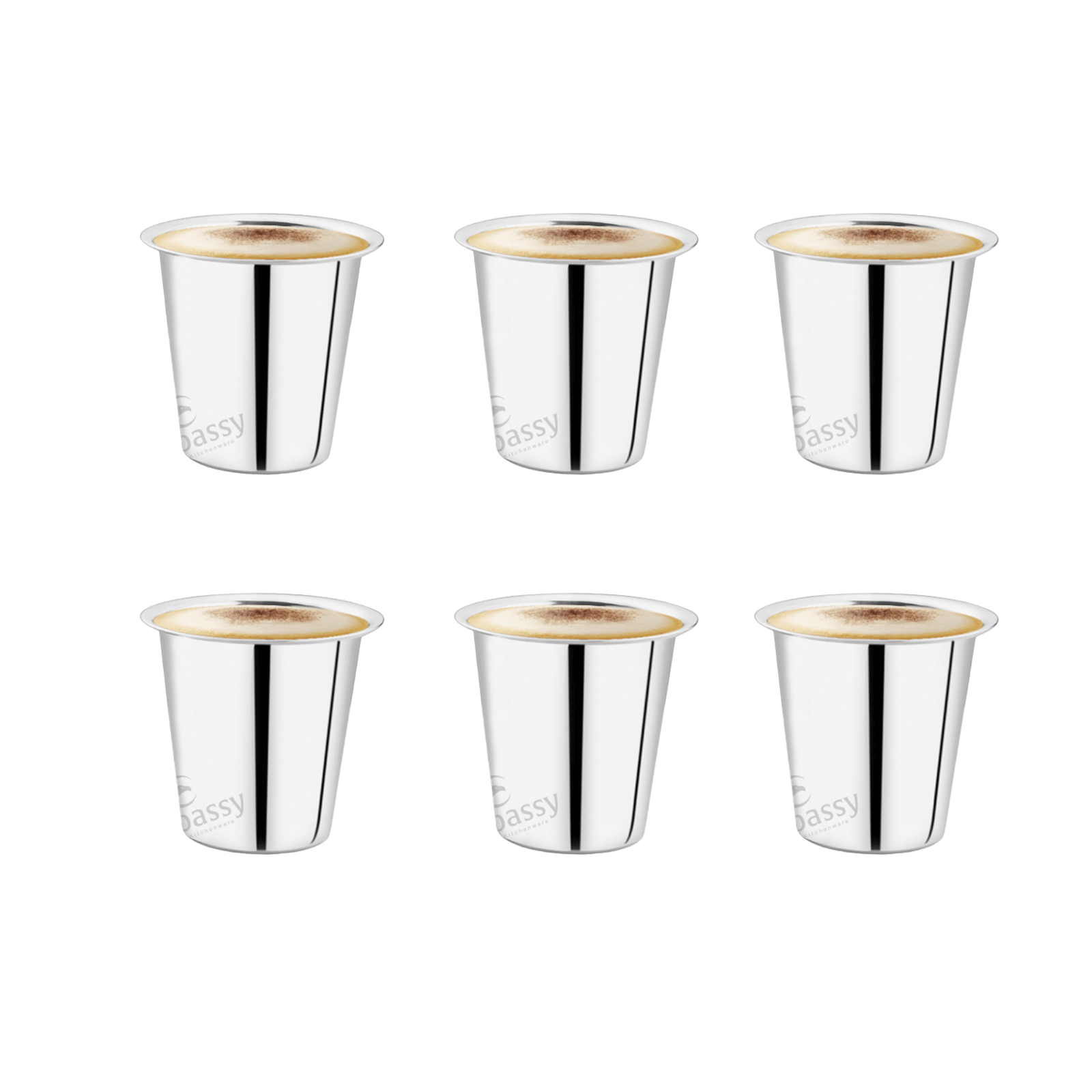 Embassy 22G Rampatra Glass Premium Stainless Steel Drinking Glasses Set - Mirror Finish - 6 pieces