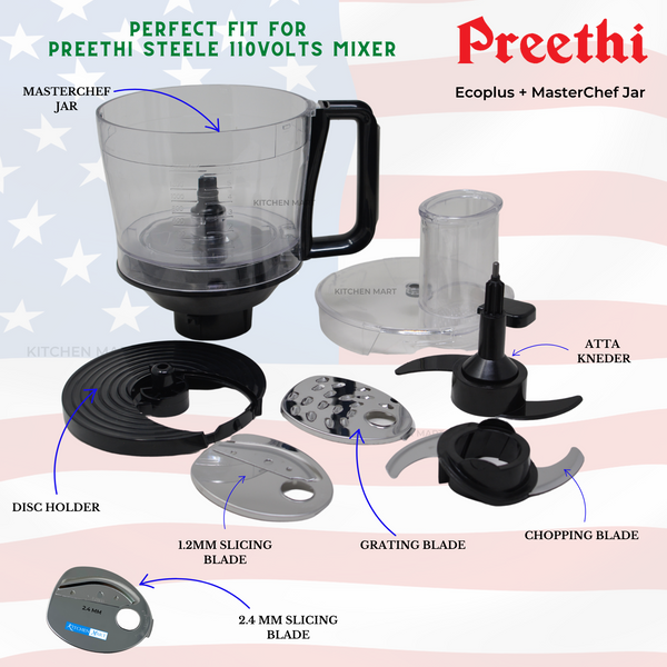 【2025.2月購入】インド製Preethi Steele ミキサー 3容器付き Amazon.com: Preethi Steele 3-Jar Mixer Grinder, 550-Watt