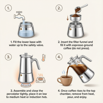 mokaです♪ Atlasware Steel Coffee Maker Mocha 2/4/6/10 Cup | KitchenMart