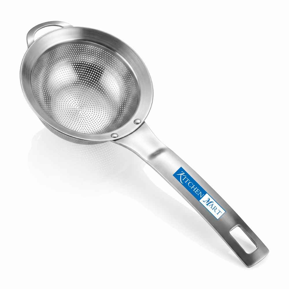 KitchenMart Shengya Stainless Steel Tea Strainer with Handle – SUS304 18/8 Steel (3 Sizes)