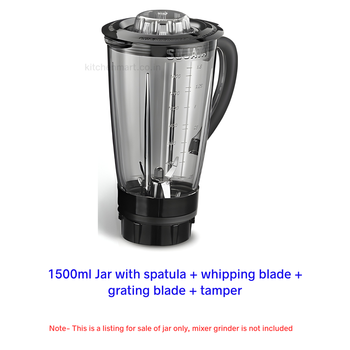 Sujata MG Series 1750ml transparent polycarbonate juicer jar with measurement markings