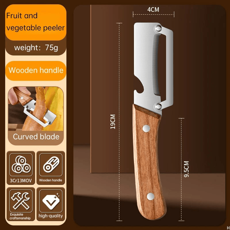 Multifunctional wooden handle peeler for vegetables fruit butter and cheese