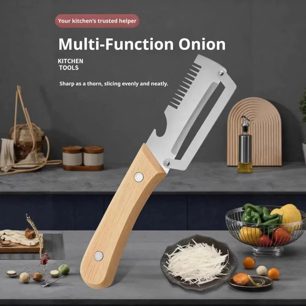 Shengya multi tool peeler beside fresh chillies scallions and bean sprouts