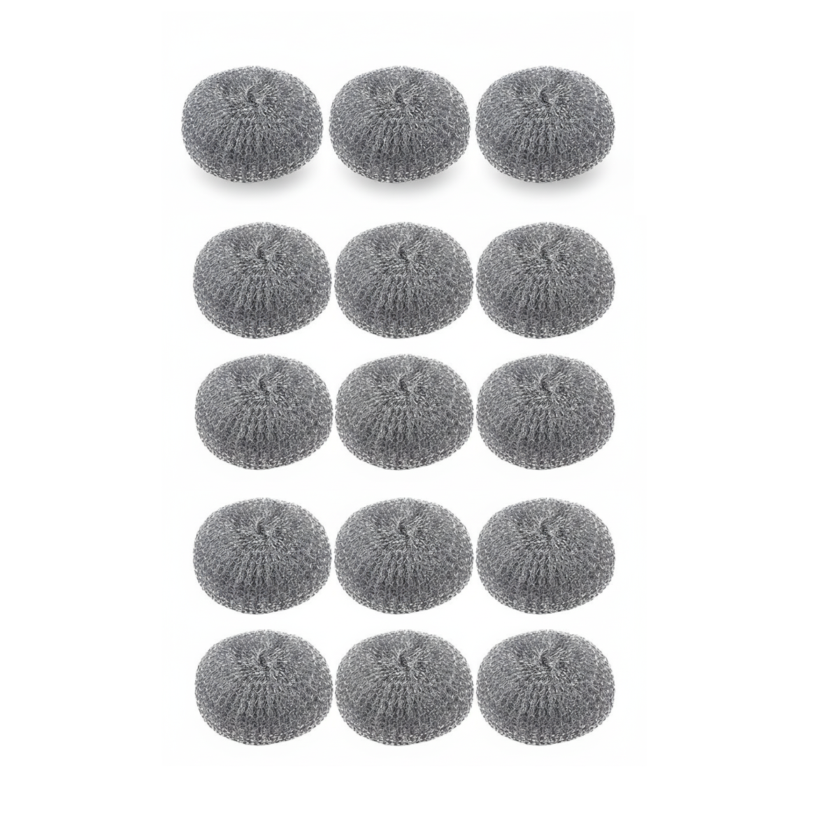 Set of gray scrubber pads arranged in a grid on a white background