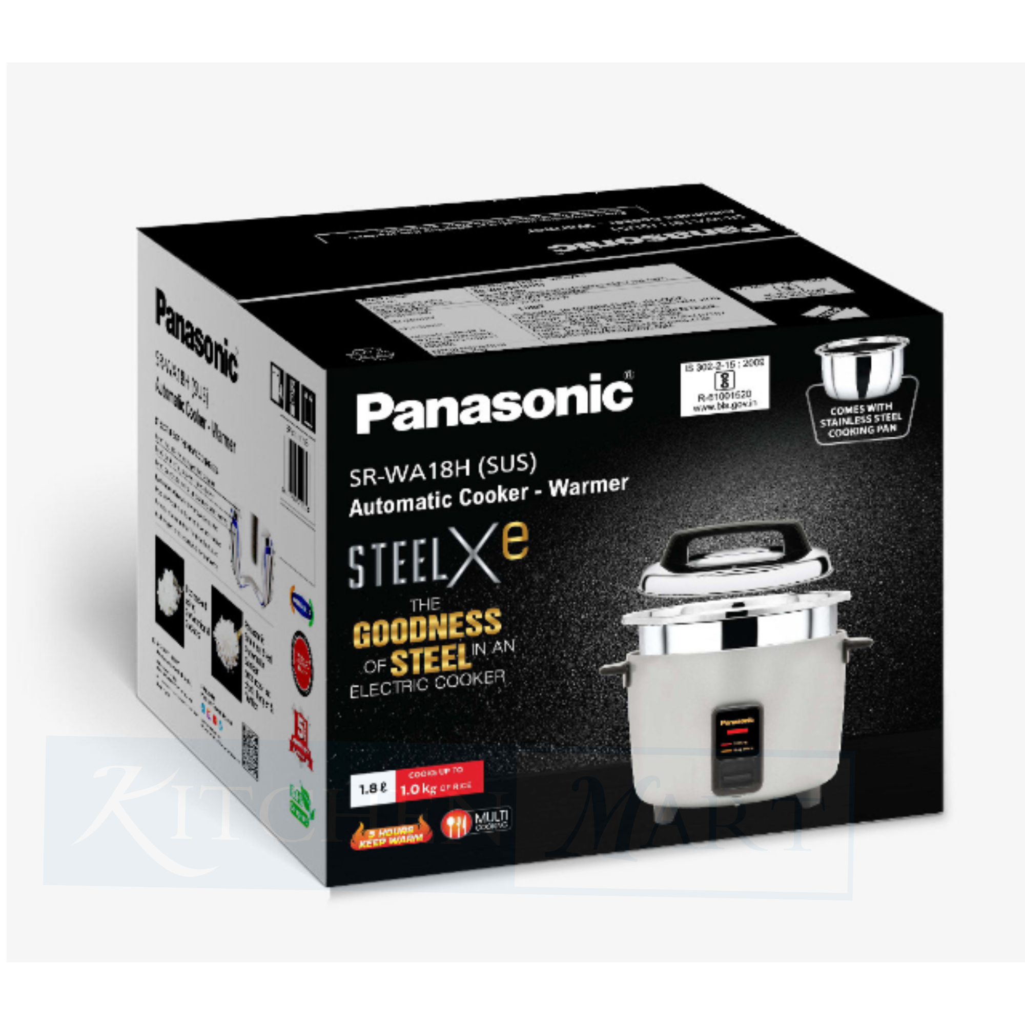Panasonic SR-WA18H (SUS) - Premium Triply Stainless Steel Rice Cooker + additional cooking Pan