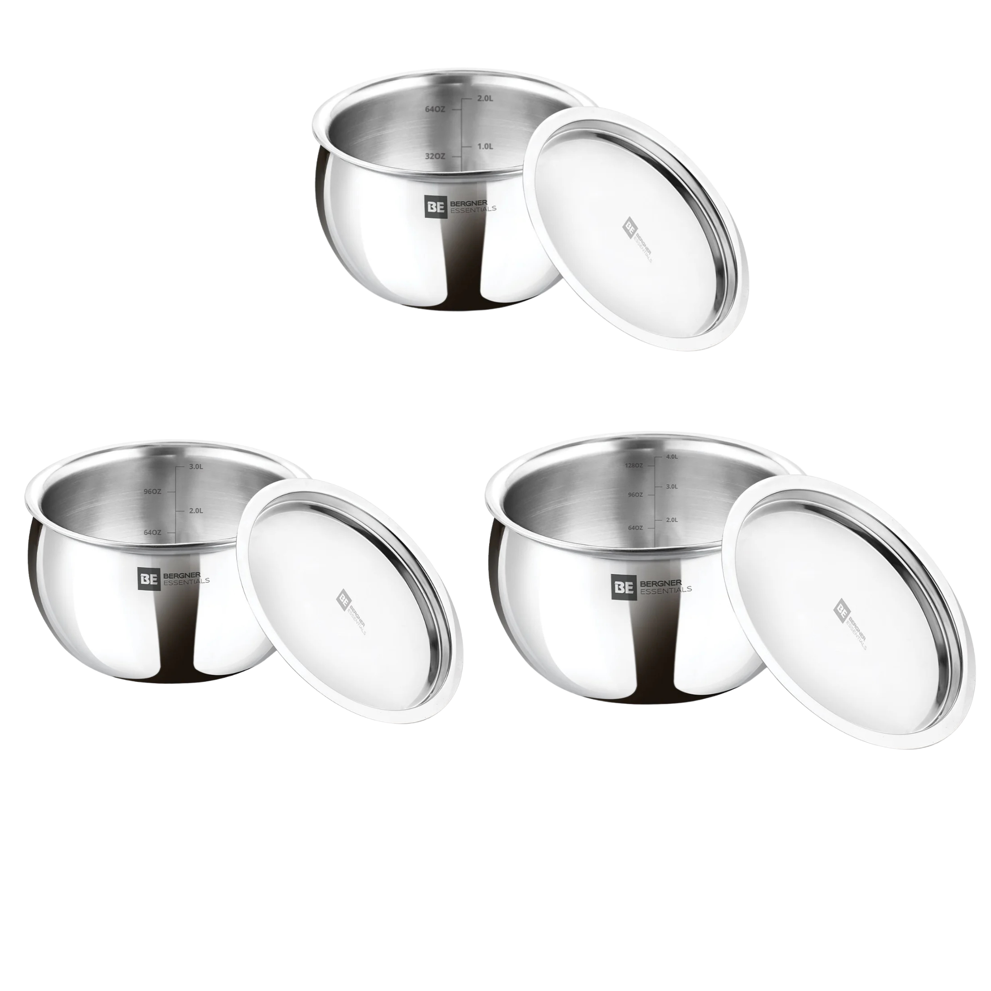 Bergner Essentials Tri-Ply Stainless Steel Rice Handi with Lid, Small, Even Heat Distribution, Induction & Gas Ready, Handle Free