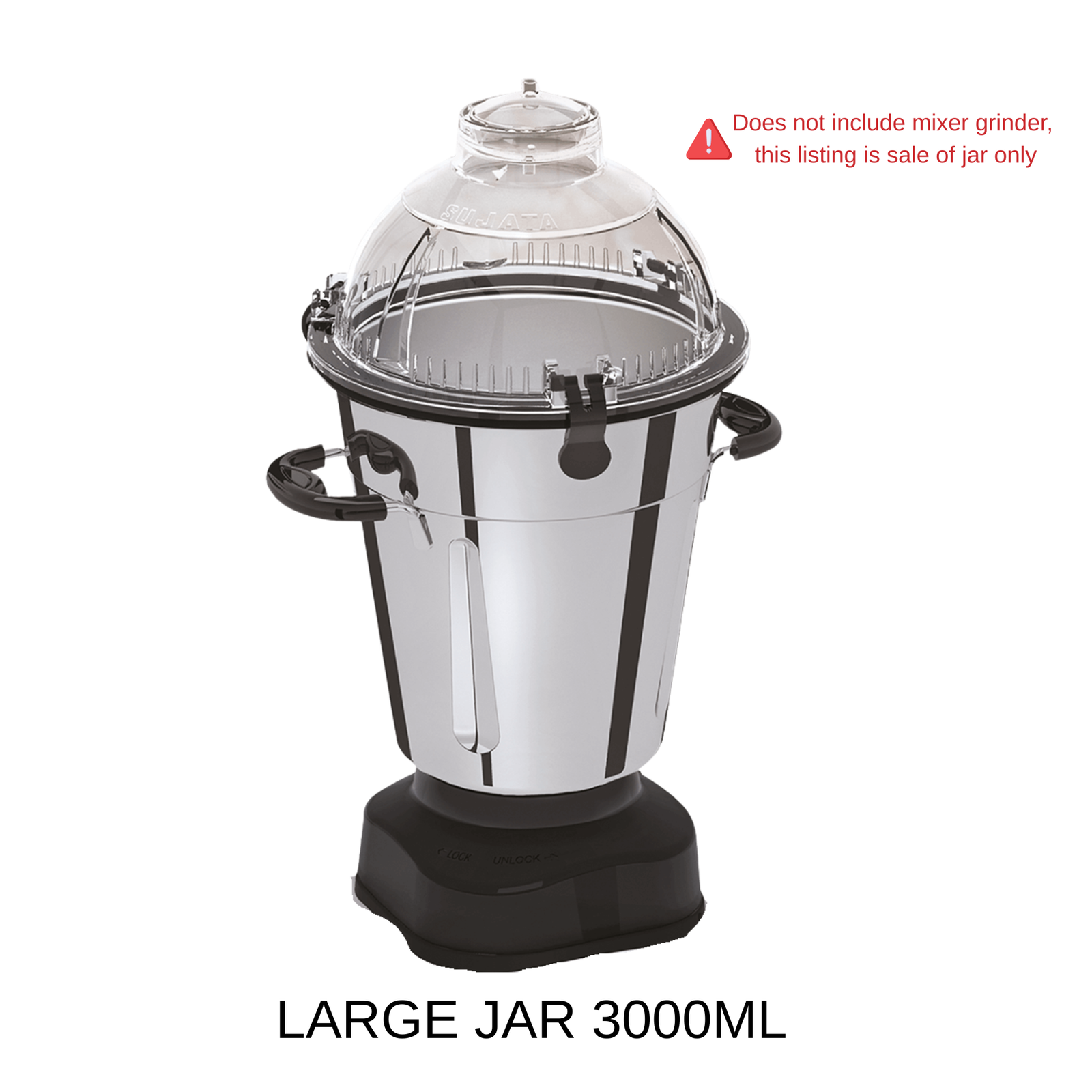 Replacement Stainless Steel Jar for Sujata Magna Pro Mixer Grinder
