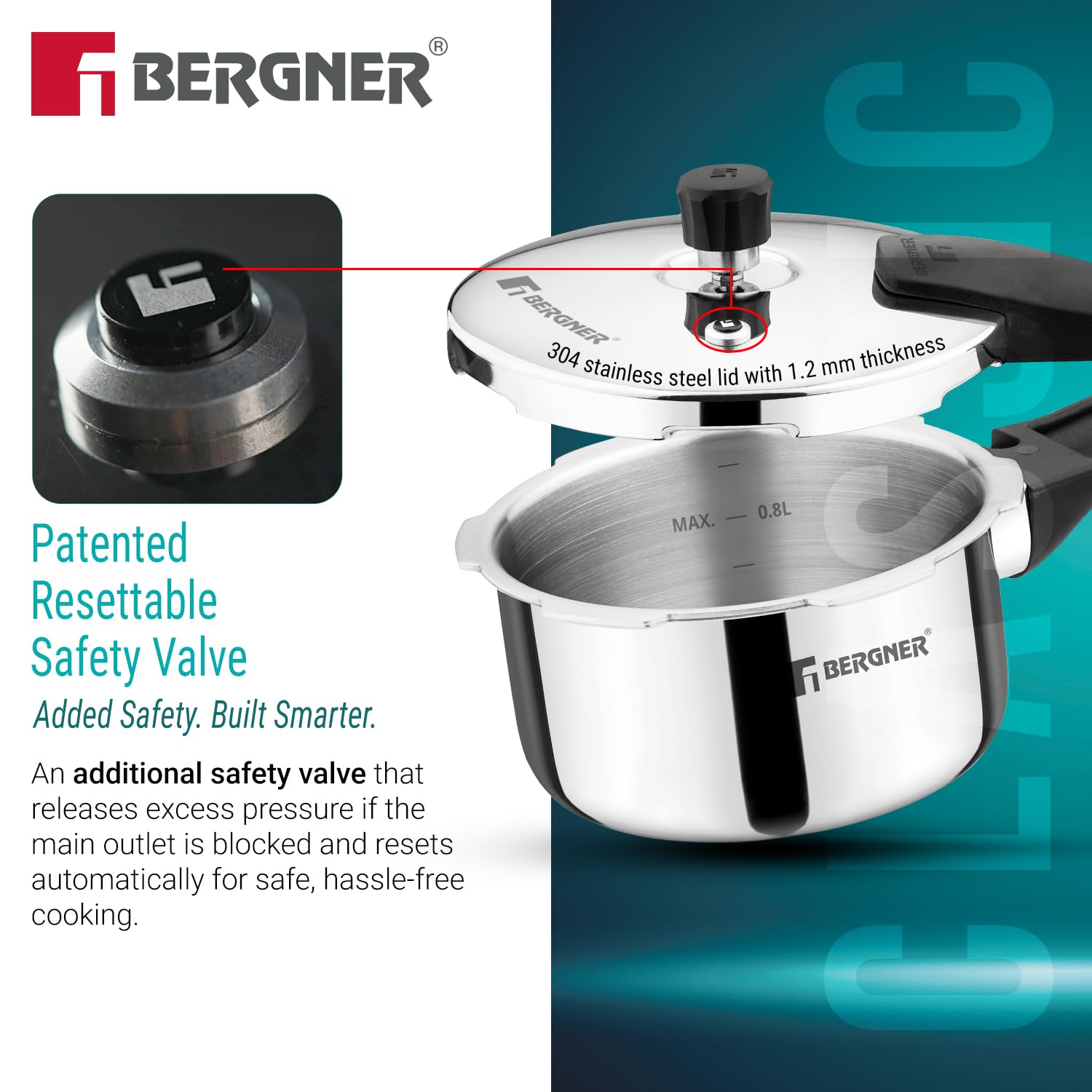 Bergner Argent Classic Triply Stainless Steel Pressure Cooker - Premium Quality