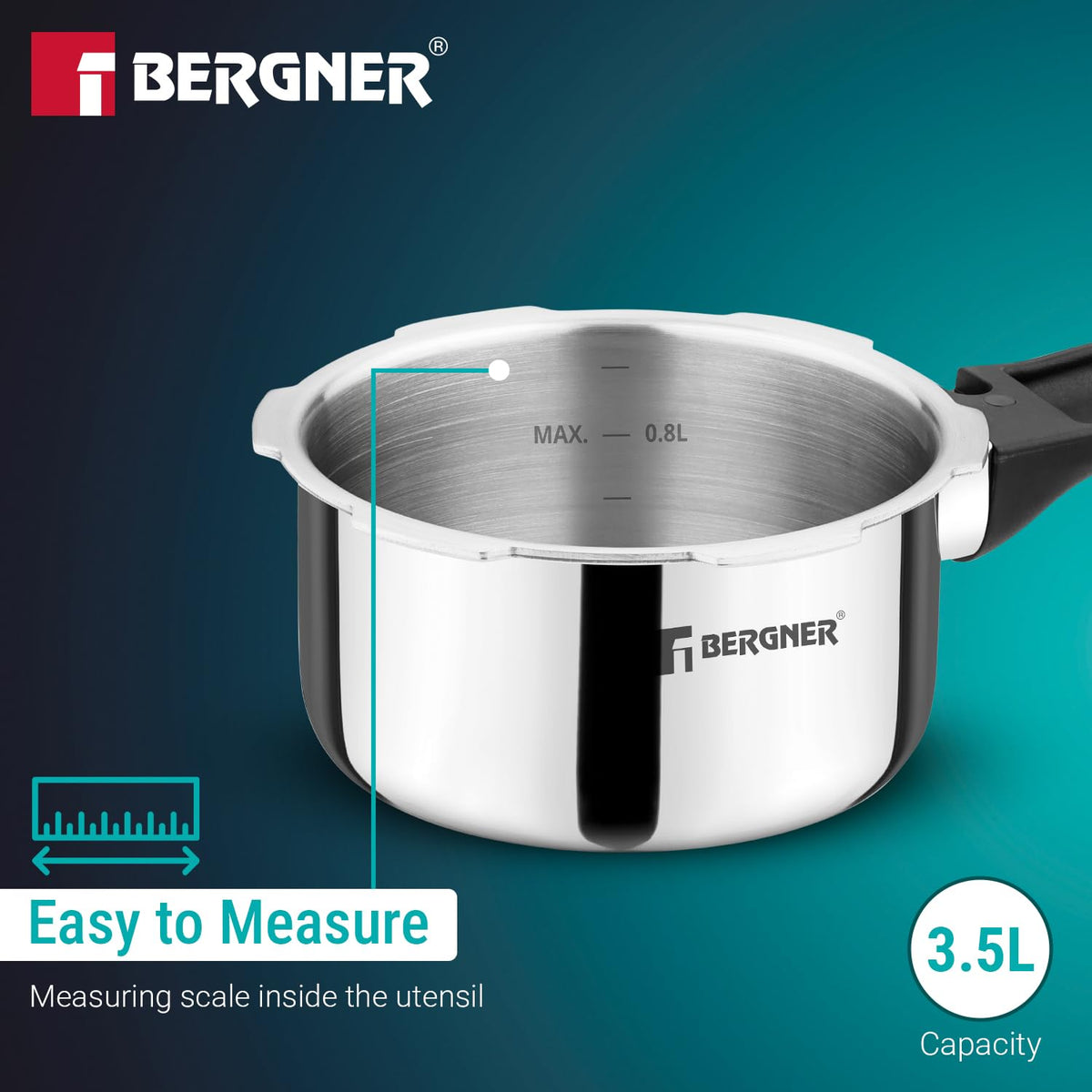 Bergner Argent Classic Triply Stainless Steel Pressure Cooker - Premium Quality