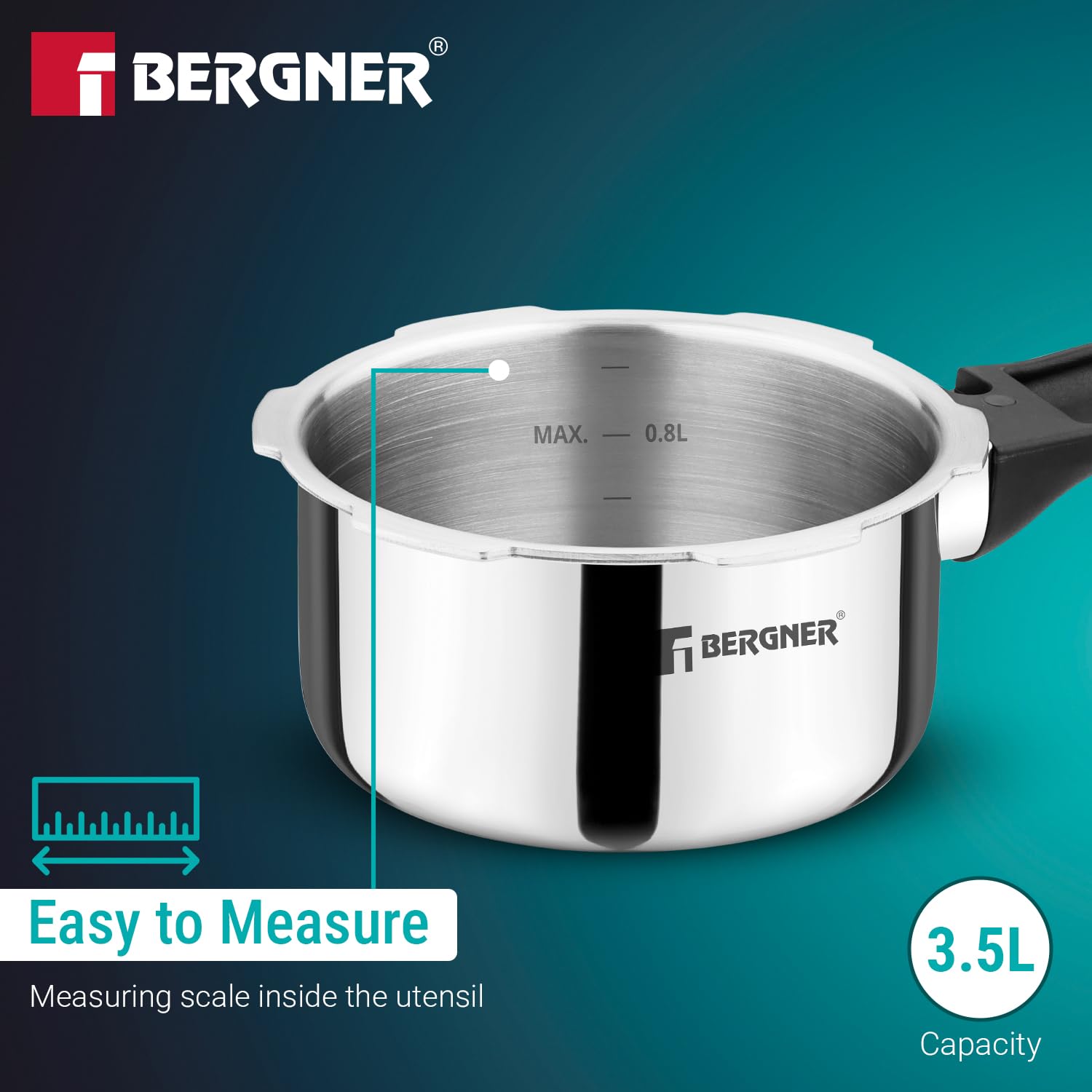 Bergner Argent Classic Triply Stainless Steel Pressure Cooker - Premium Quality
