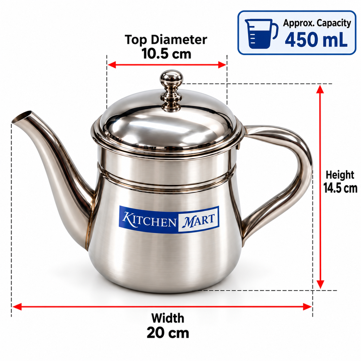Kitchen Mart Stainless Steel Coffee Kettle with Filter – South Indian Drip Coffee Maker