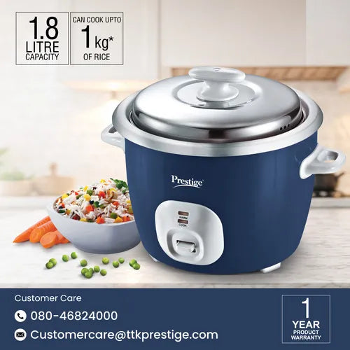 Prestige Cute 1.8-2 SS rice cooker full product view in blue with ...