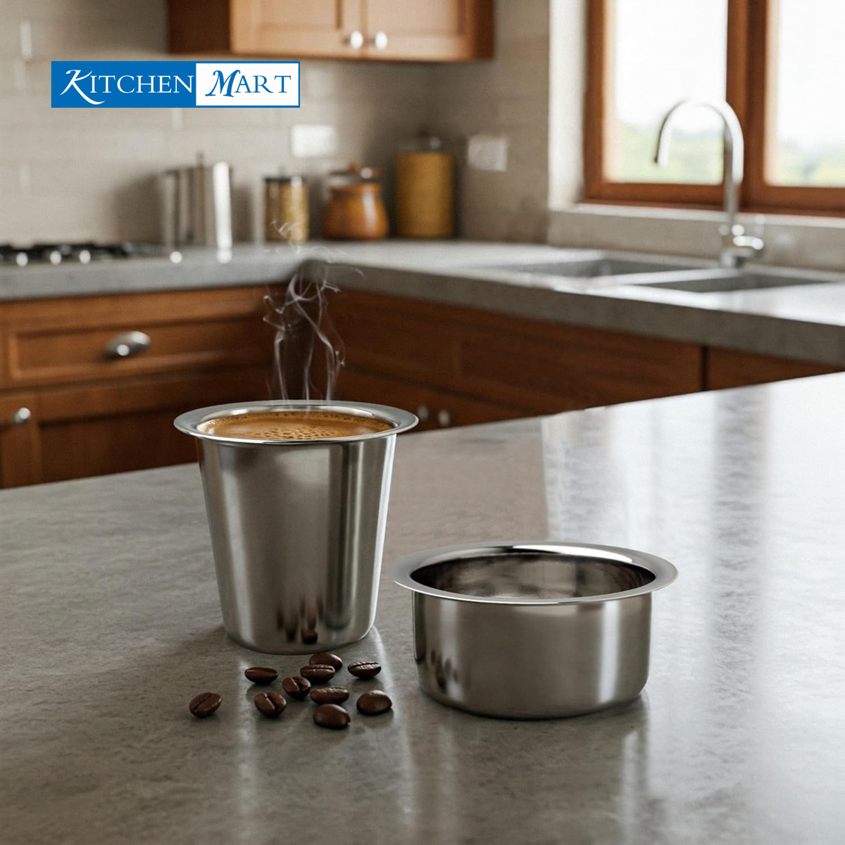 Kitchen Mart Stainless Steel Steel Coffee Tumbler with Dabra Set