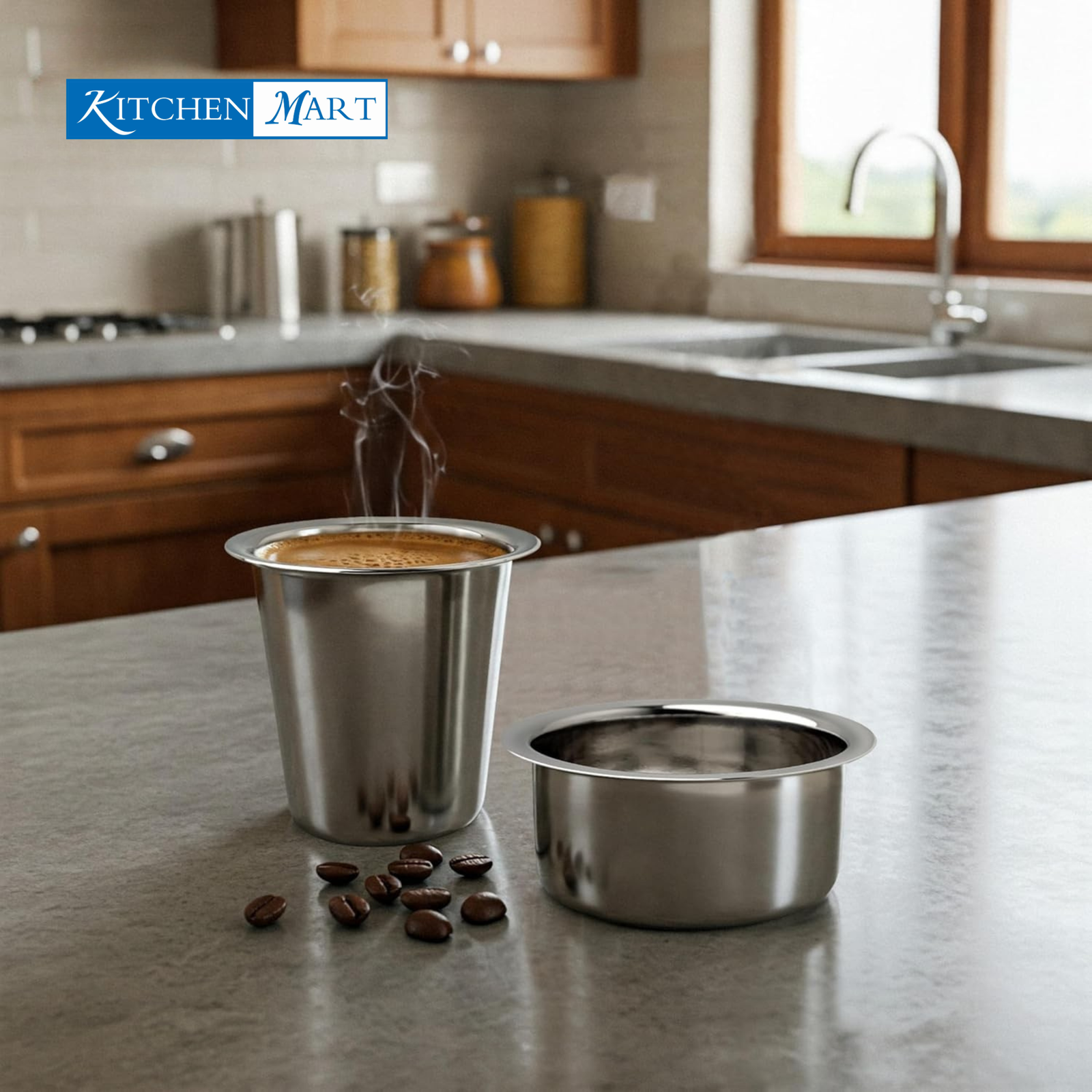 Kitchen Mart Stainless Steel Steel Coffee Tumbler with Dabra Set