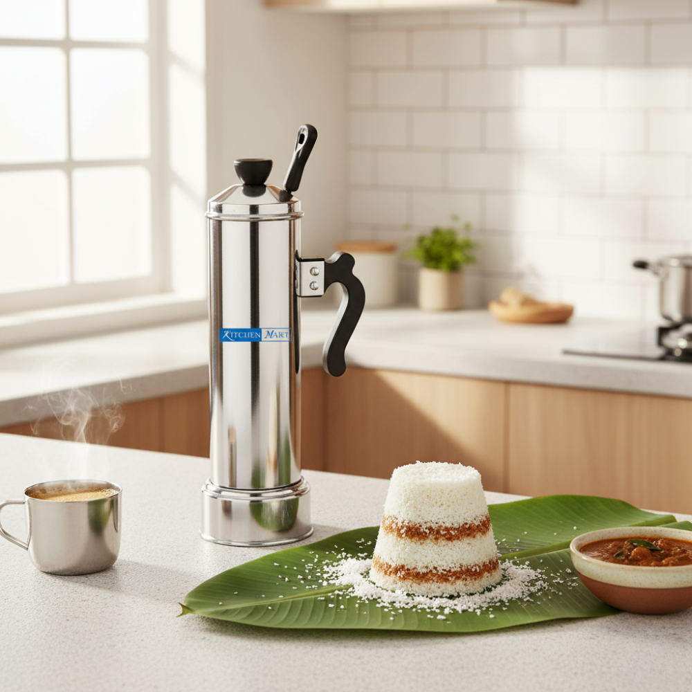 Traditional Kerala puttu maker in premium stainless steel construction