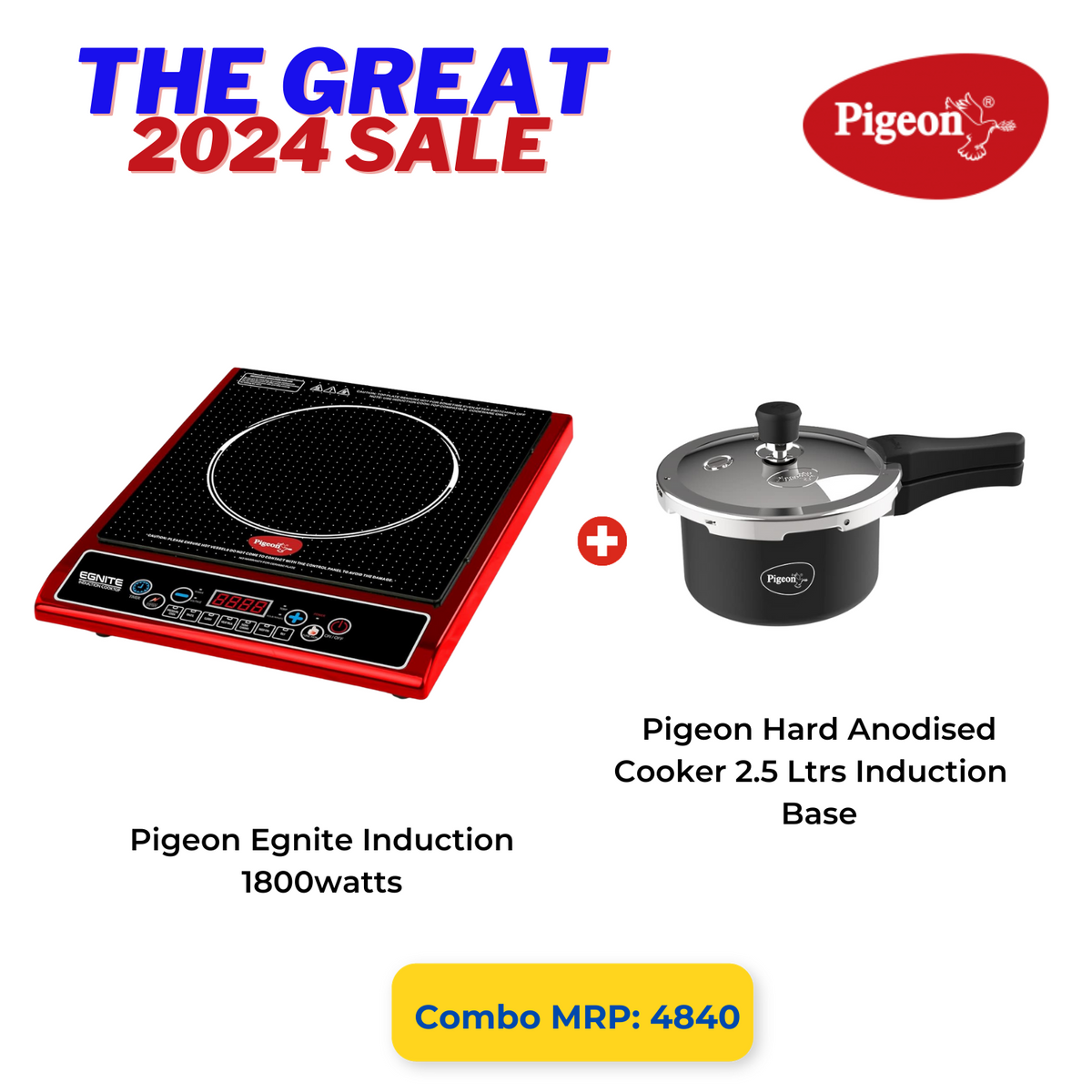 Pigeon The Great 2024 Sale: Egnite 1800W Induction Cooktop + 2.5L Titan Hard Anodised Cooker 🌟🎁 - Limited Stock! 🏃‍♂️💨