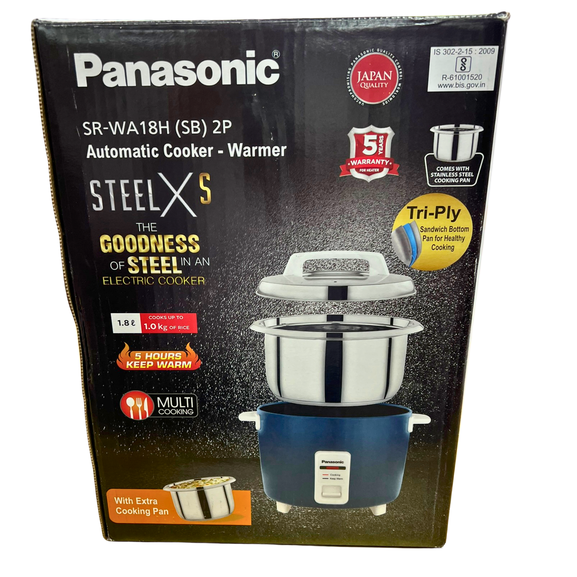 Panasonic SR-WA18H (SB) Automatic Rice Cooker - Sandwich Bottom Stainless Steel Inner Pot