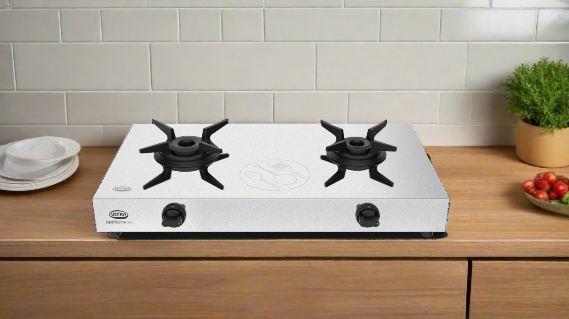 Ultra Optiflame 2 Burner SS Gas Stove with Manual Ignition and High Efficiency