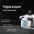 Ultra Triply Krono Pressure Cooker showcasing triple layer construction: AISI 304 SS, aluminum core, and satin SS for easy cleaning.