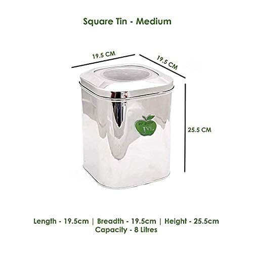 JVL Square Tin with Transparent Lid | Premium Dry Storage Box for Kitchen