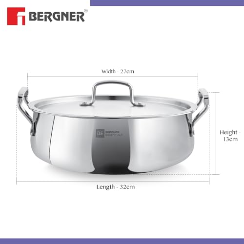 Bergner Essentials TriPly Biryani Handi with Lid, Induction & Gas Compatible