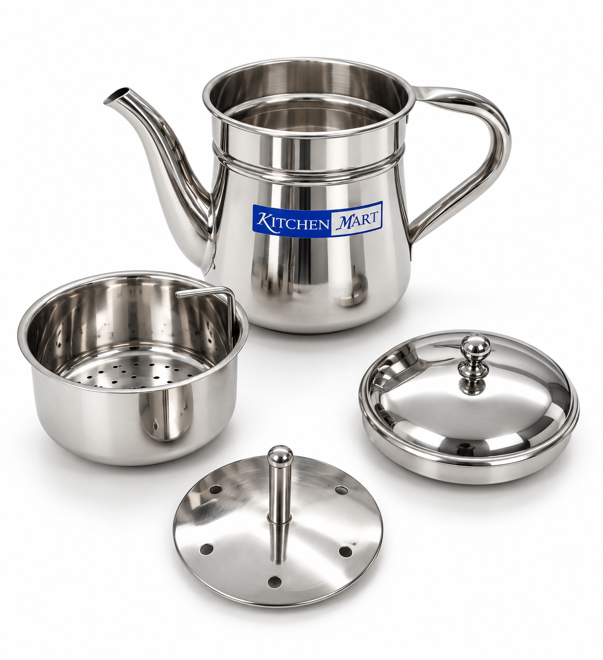 Kitchen Mart Stainless Steel Coffee Kettle with Filter – South Indian Drip Coffee Maker