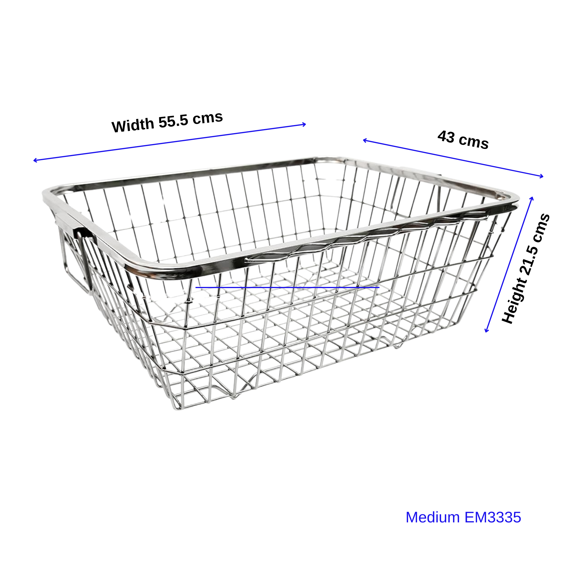 Kitchen Mart Stainless Steel Dish Draining Basket/Kuda, Rectangle, Durable and Rust-Proof