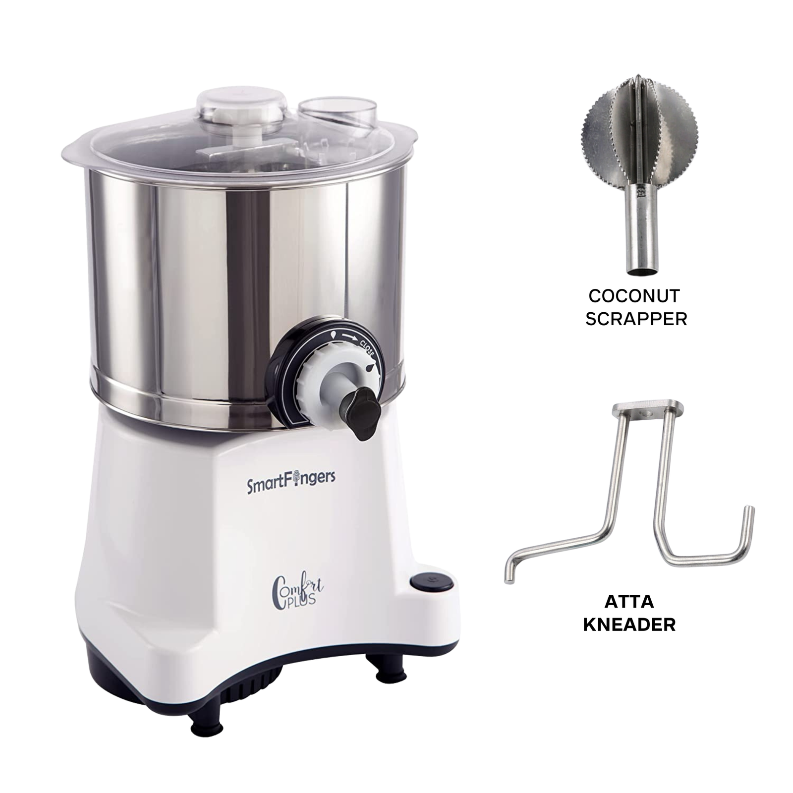SmartFingers Comfort Plus Table Top Magic Wet Grinder with atta kneader and coconut scrapper