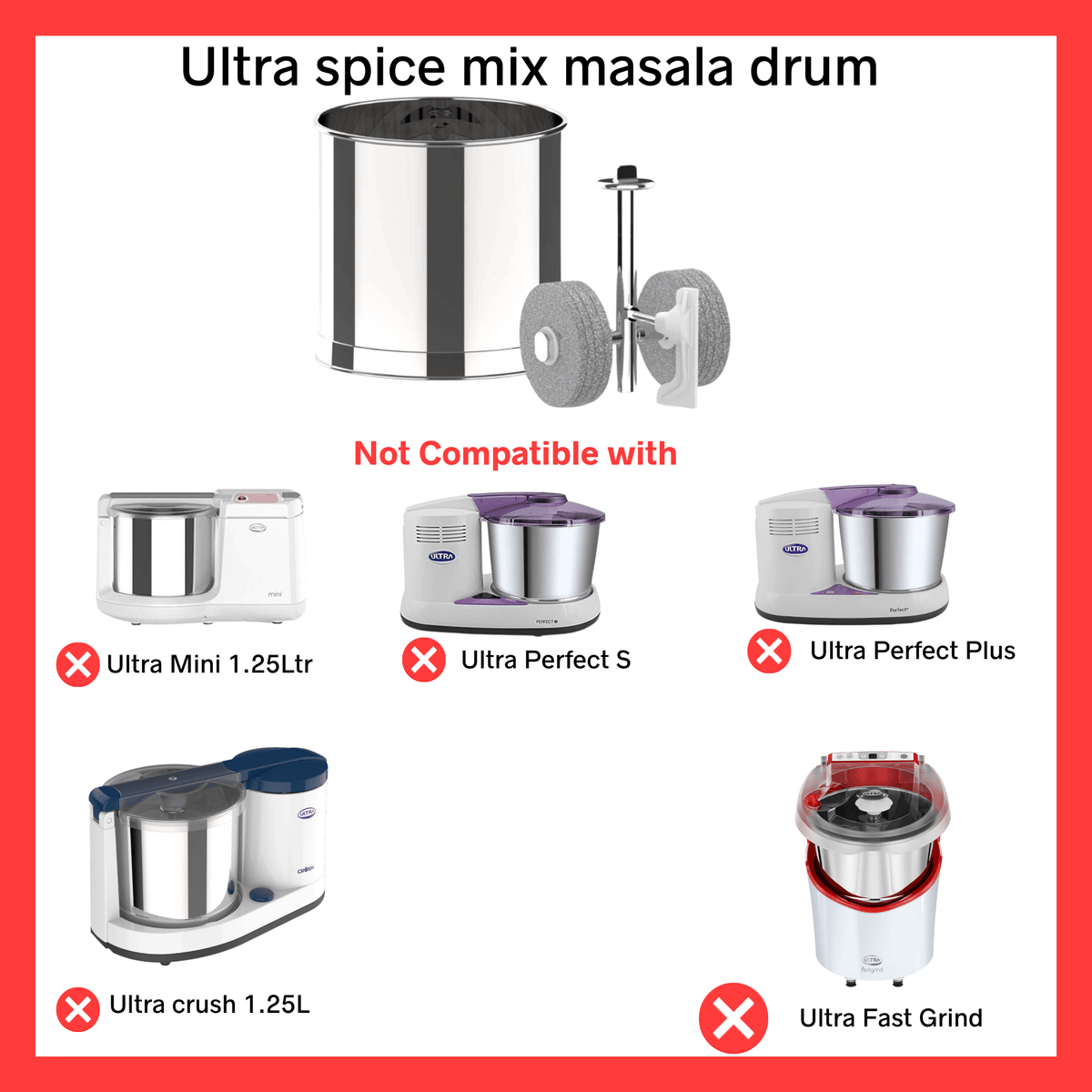 Food grade AISI 304 stainless steel Ultra Spice Mix Drum 0.75L capacity for fresh spices