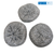 Three metallic scrubber balls on a white background with 'Kitchen Mart' logo.