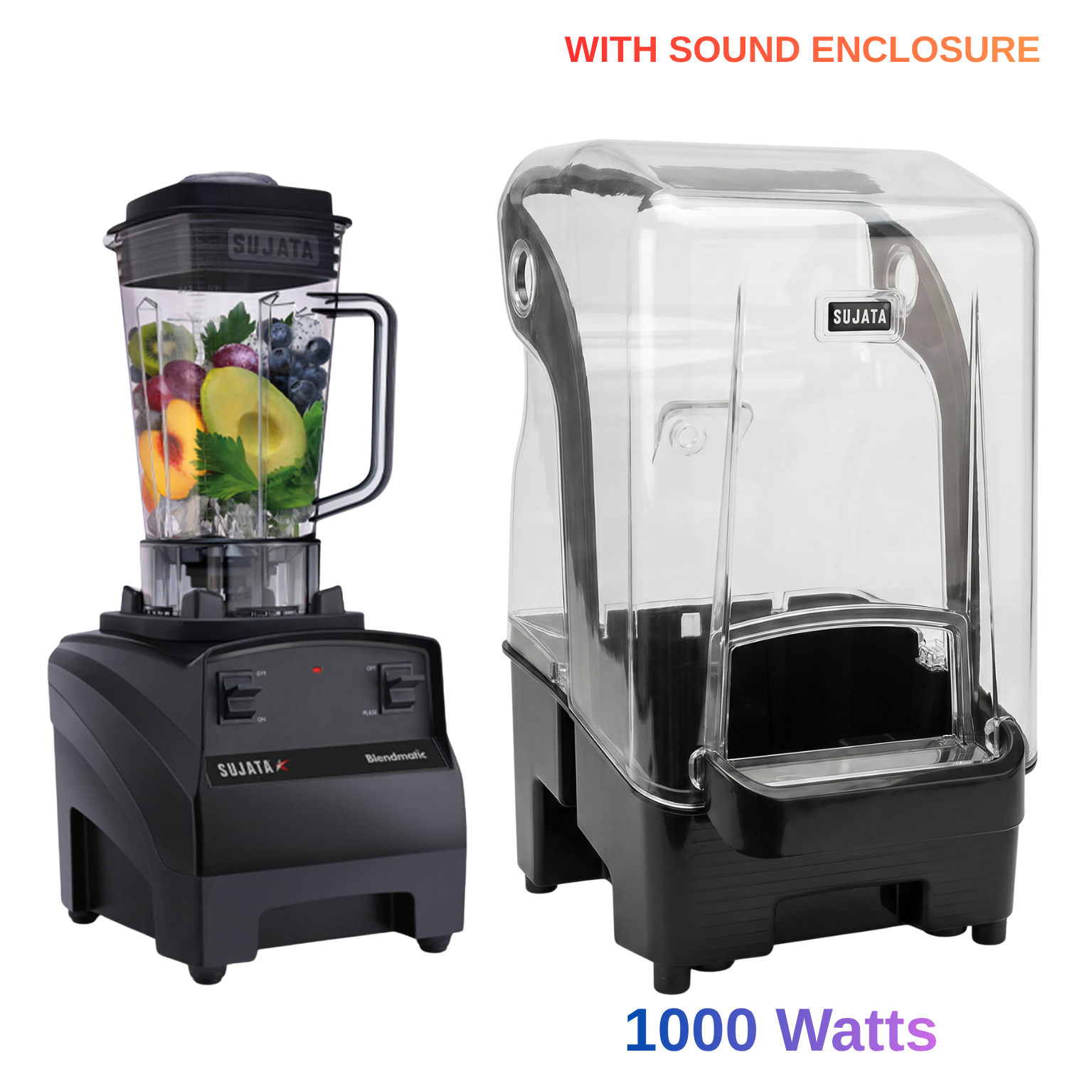 Sujata Blendmatic Commercial Bar Blender 1000W, Jar with Sound Enclosure