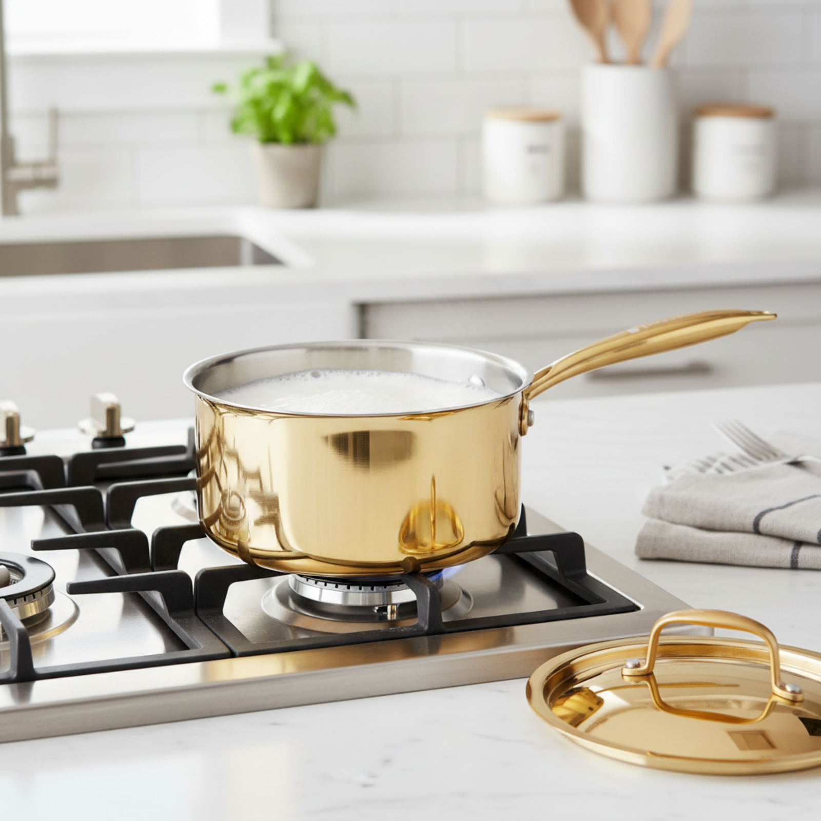 Bergner Peetlam brass saucepan featuring heritage design and modern functionality