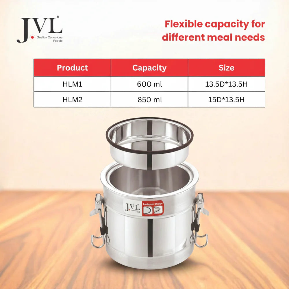 JVL Classicware Stainless Steel Insulated Hot Lunch Jar | Double-Wall | Leak-Proof | Spoon & Carry Bag