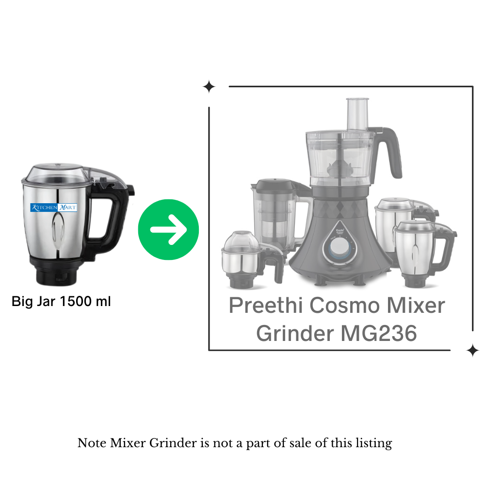 Preethi 1500ml Steel Jar - Heavy Duty for Cosmo Mixer